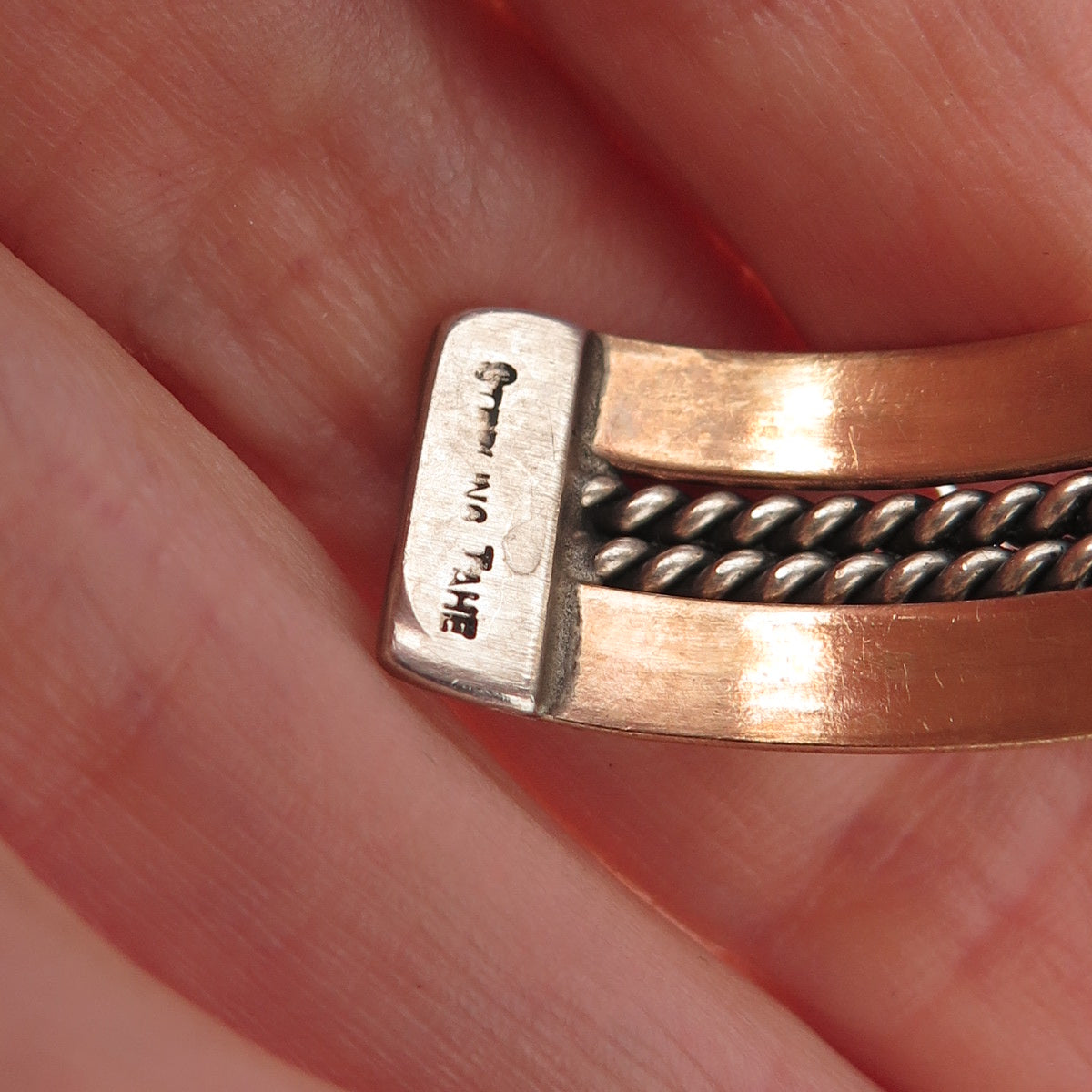 Verna Tahe Navajo Old Pawn Sterling Silver 1/20 12K GF Adjustable Bracelet 6"