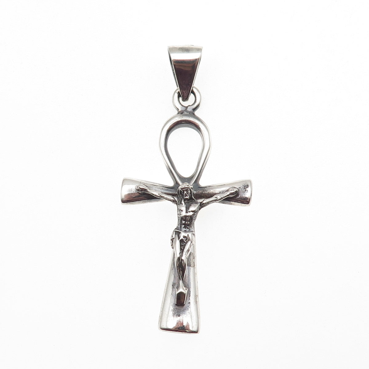 925 Sterling Silver Vintage Egyptian Ankh Crucifix Cross Charm Pendant