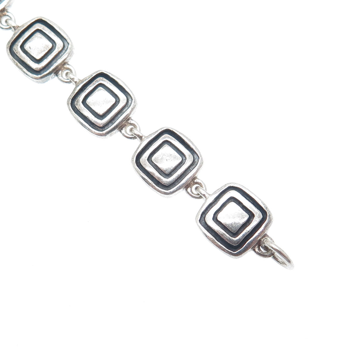 925 Sterling Silver Vintage Fancy Square Link Bracelet 7"