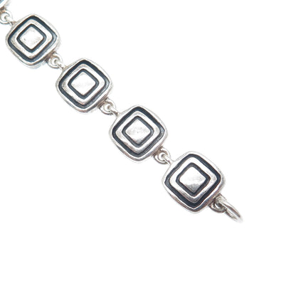 925 Sterling Silver Vintage Fancy Square Link Bracelet 7"