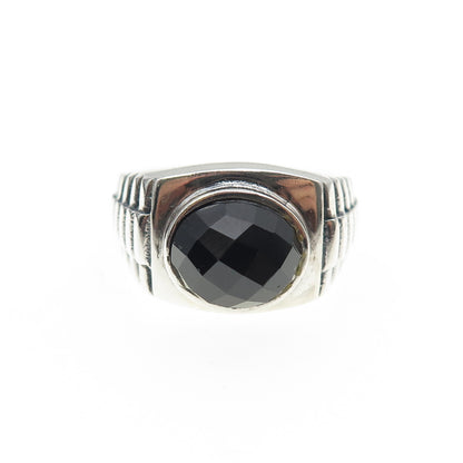 925 Sterling Silver Vintage Real Black Onyx Oxidized Ring Size 10.75