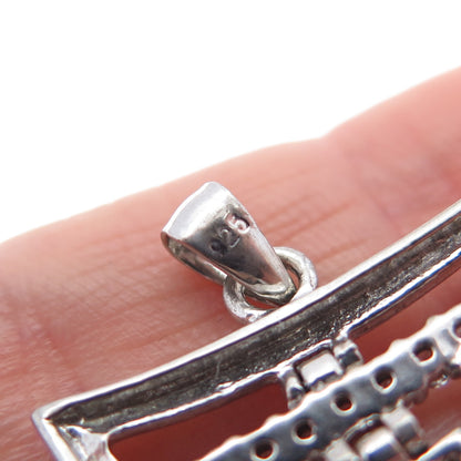 925 Sterling Silver Round-Cut C Z Modernist Multi-Frame Charm Pendant
