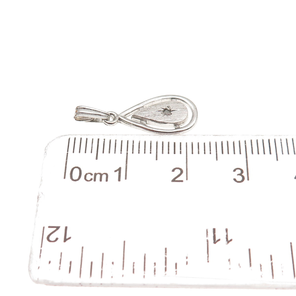 925 Sterling Silver Vintage Real Diamond Teardrop Mini Charm Pendant