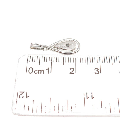 925 Sterling Silver Vintage Real Diamond Teardrop Mini Charm Pendant