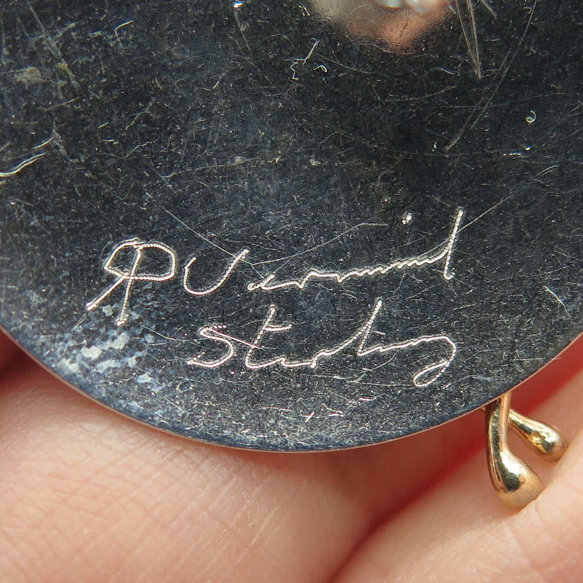 RUTH ROSENFELD 925 Sterling Silver 2-Tone Vintage Modernist Earrings