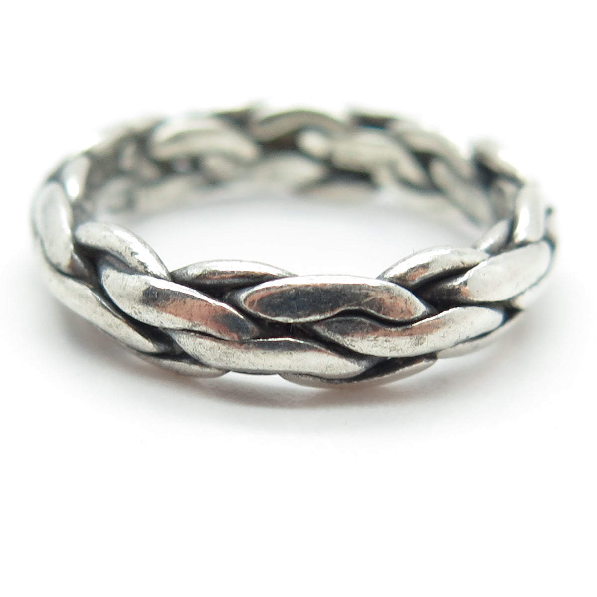 925 Sterling Silver Vintage Braided Oxidized Band Ring Size 7.25