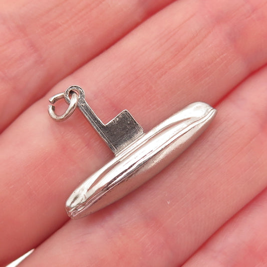 925 Sterling Silver Vintage Submarine 3D Charm Pendant