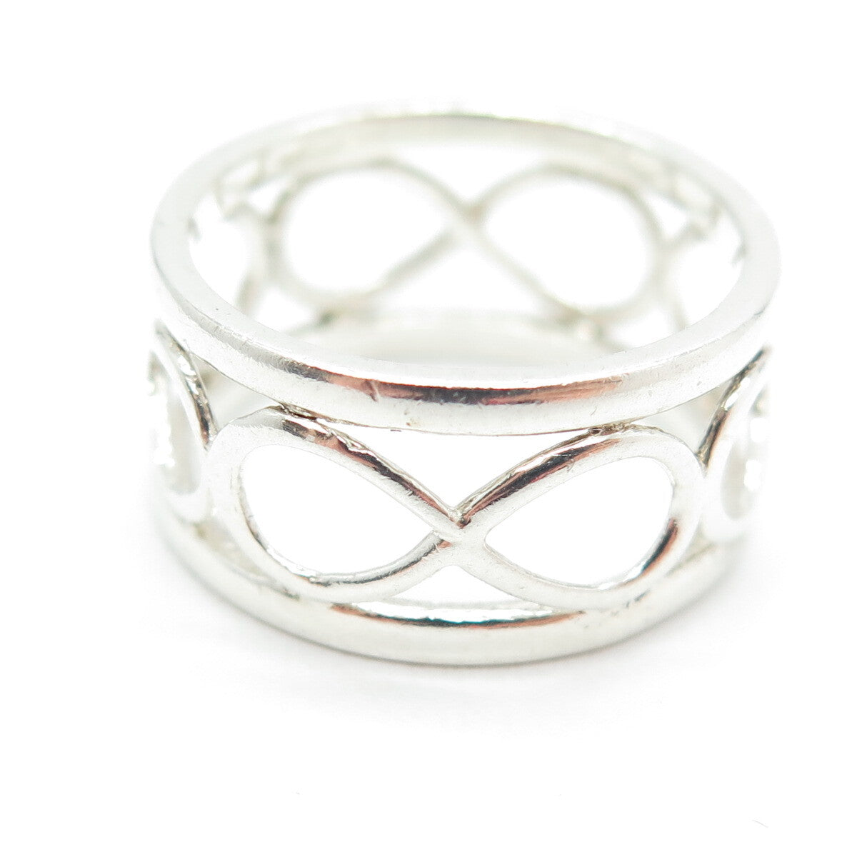 925 Sterling Silver Vintage All Around Infinity Band Ring Size 6.75