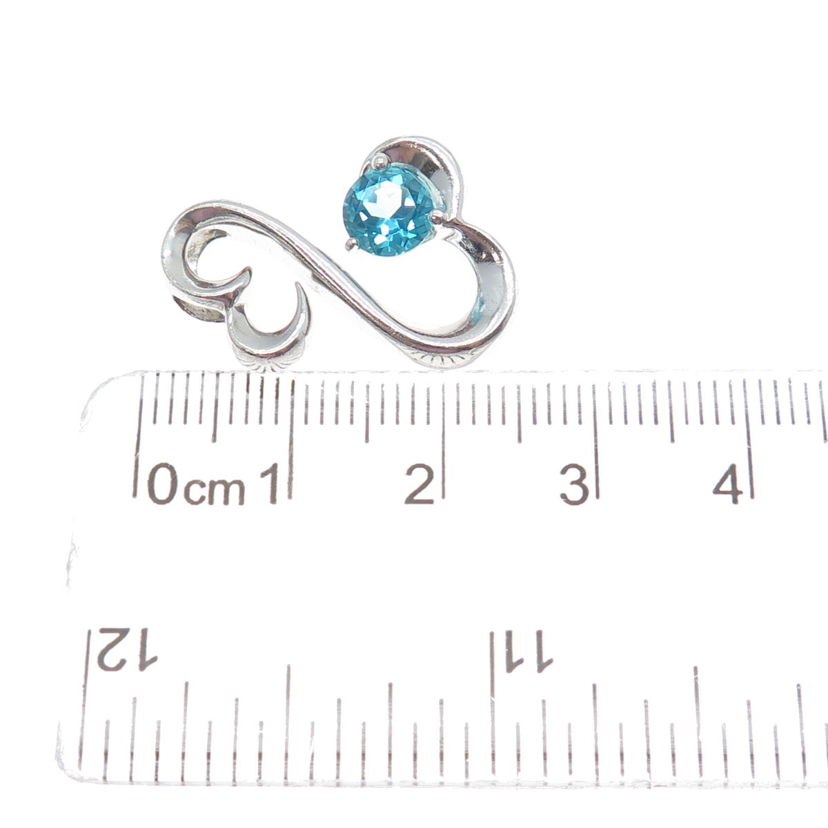 ALWAND VAHAN 925 Sterling Silver Real Blue Apatite Open Heart Slide Pendant