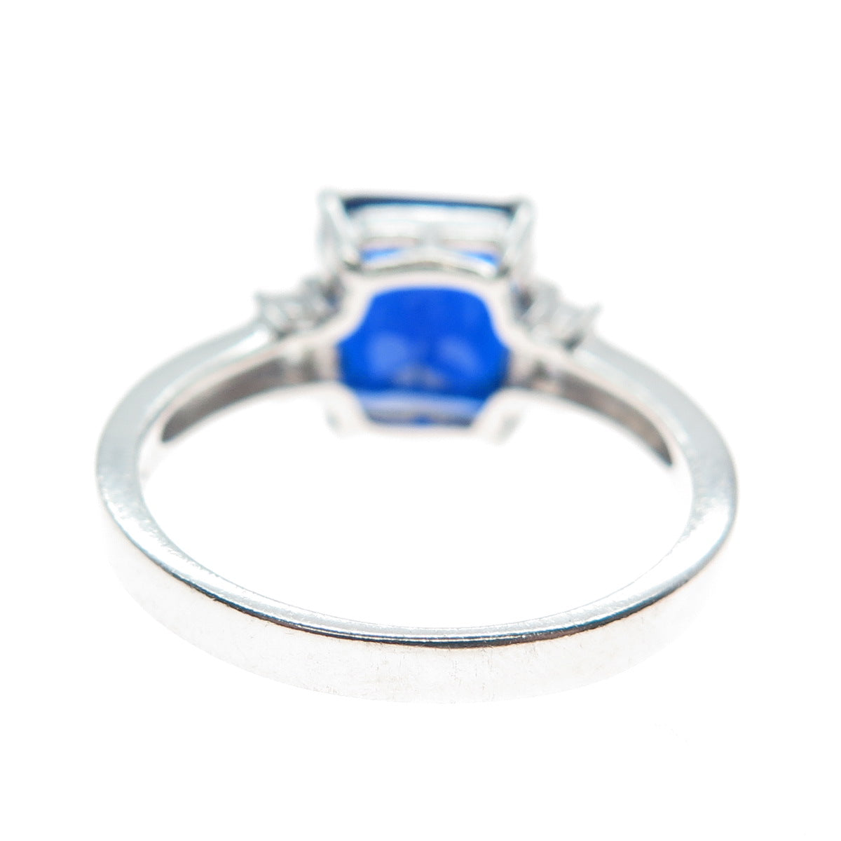 925 Sterling Silver Blue & White Multi-Cut Shaped C Z Ring Size 9.5