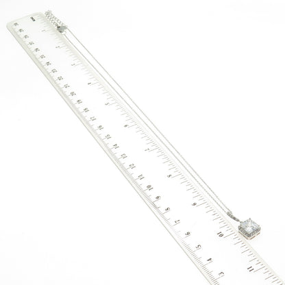 925 Sterling Silver Princess & Round-Cut C Z Cable Chain Necklace 18-20"