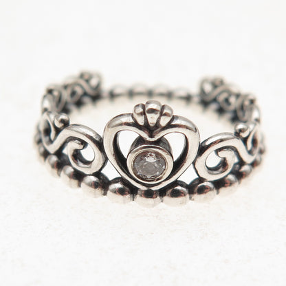 Pandora 925 Sterling Silver C Z My Princess Tiara Ring Size 5.75
