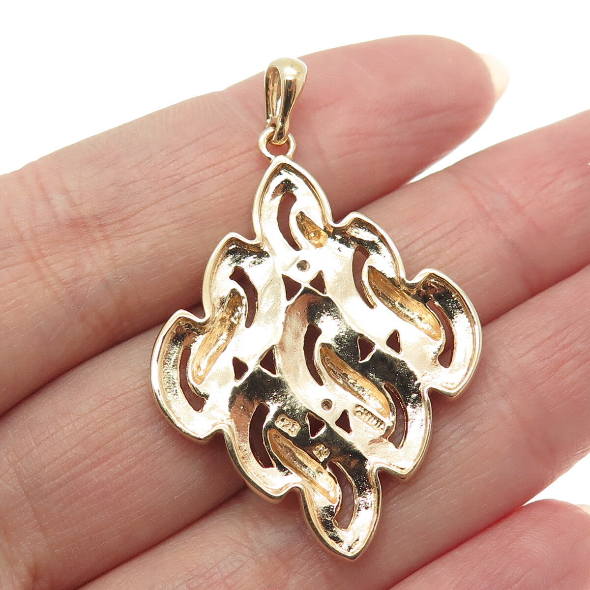 ROSS SIMONS 925 Sterling Silver 2-Tone Real Diamond Accent Pendant