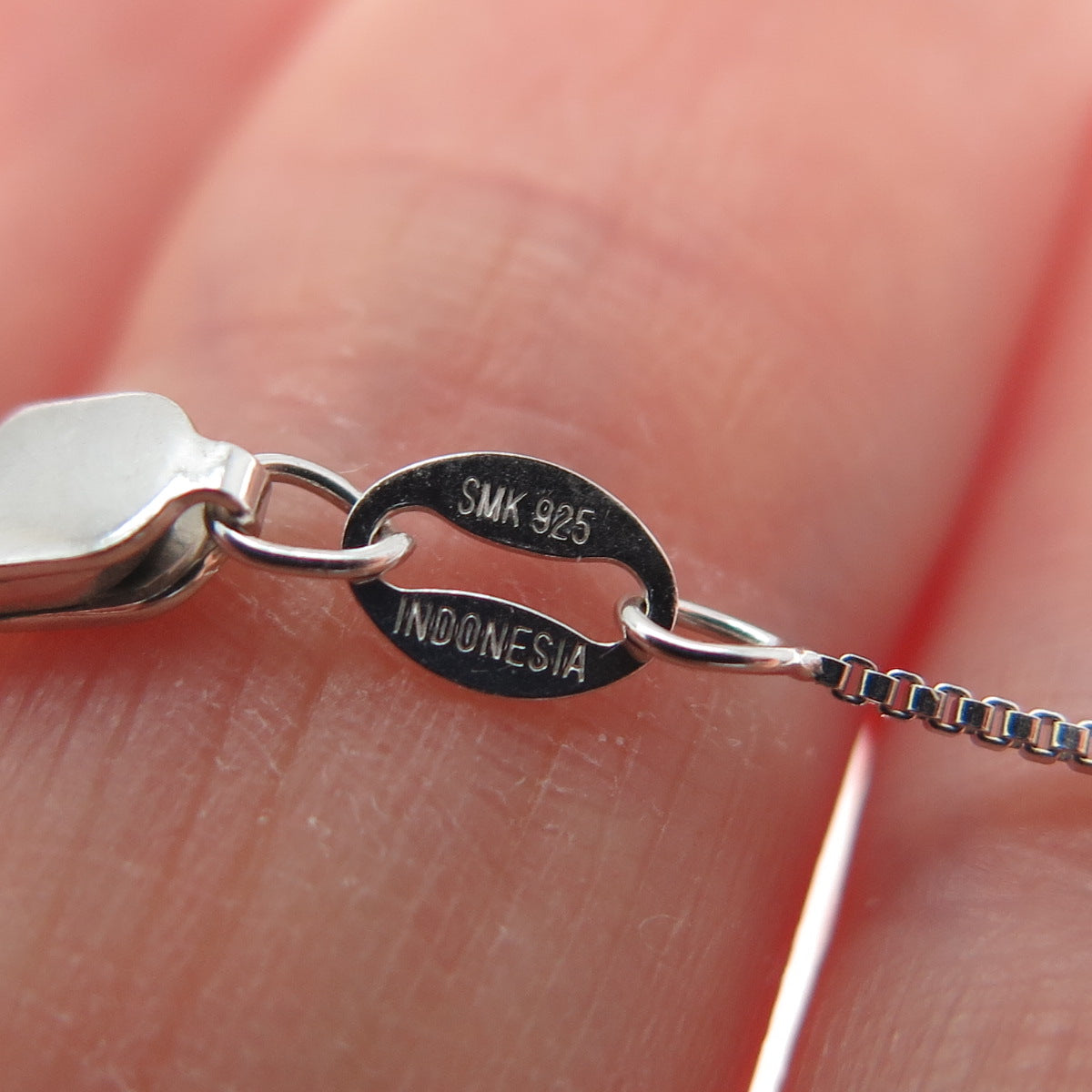 925 Sterling Silver Real Diamond & Multi-Color Gem Box Chain Necklace 18"