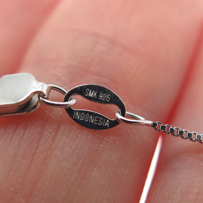 925 Sterling Silver Real Diamond & Multi-Color Gem Box Chain Necklace 18"