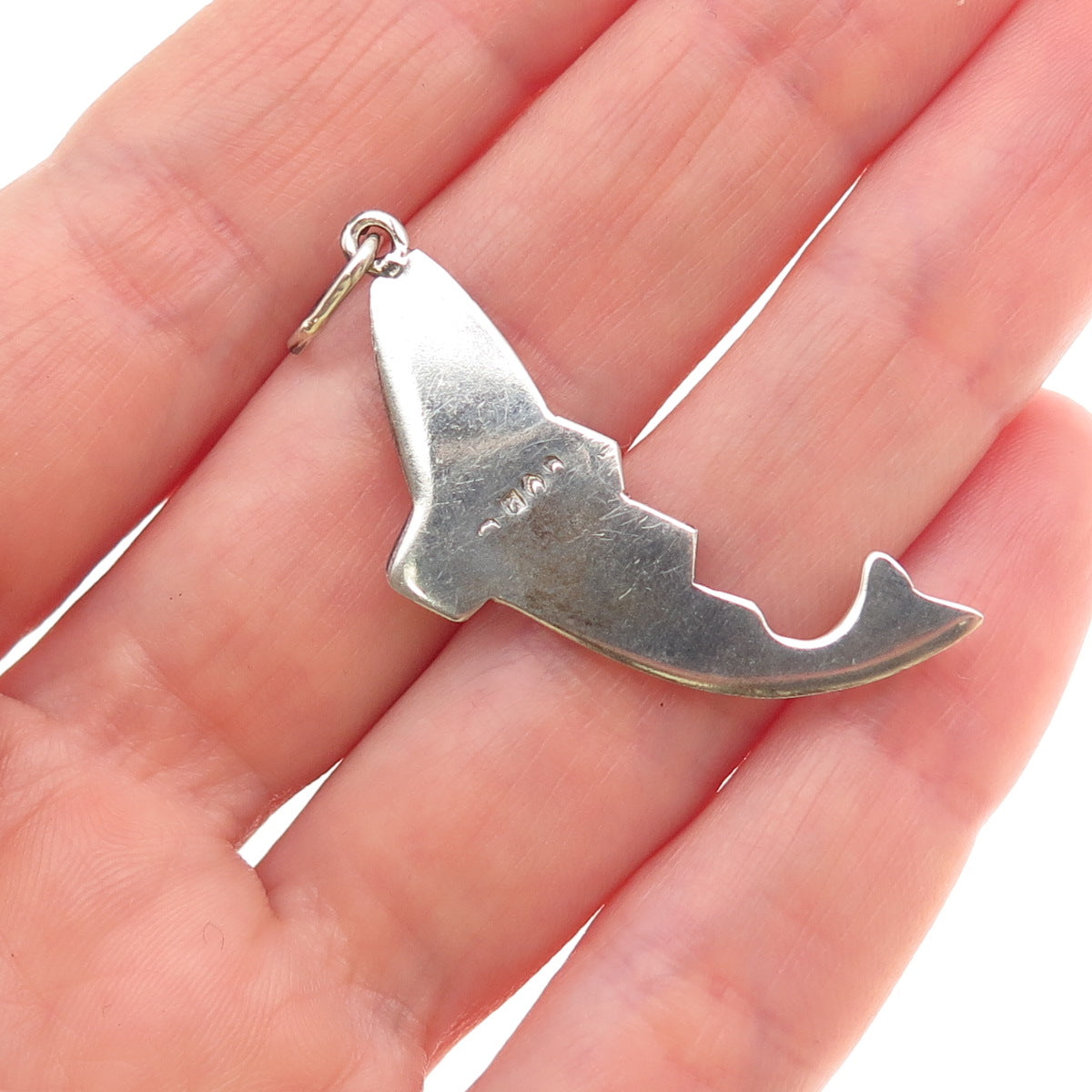 925 Sterling Silver Vintage Fish Oxidized Charm Pendant