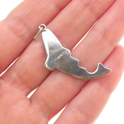 925 Sterling Silver Vintage Fish Oxidized Charm Pendant