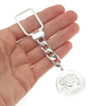 925 Sterling Silver Vintage Italy Karizia SPA Logo Key Chain Fob Ring Holder