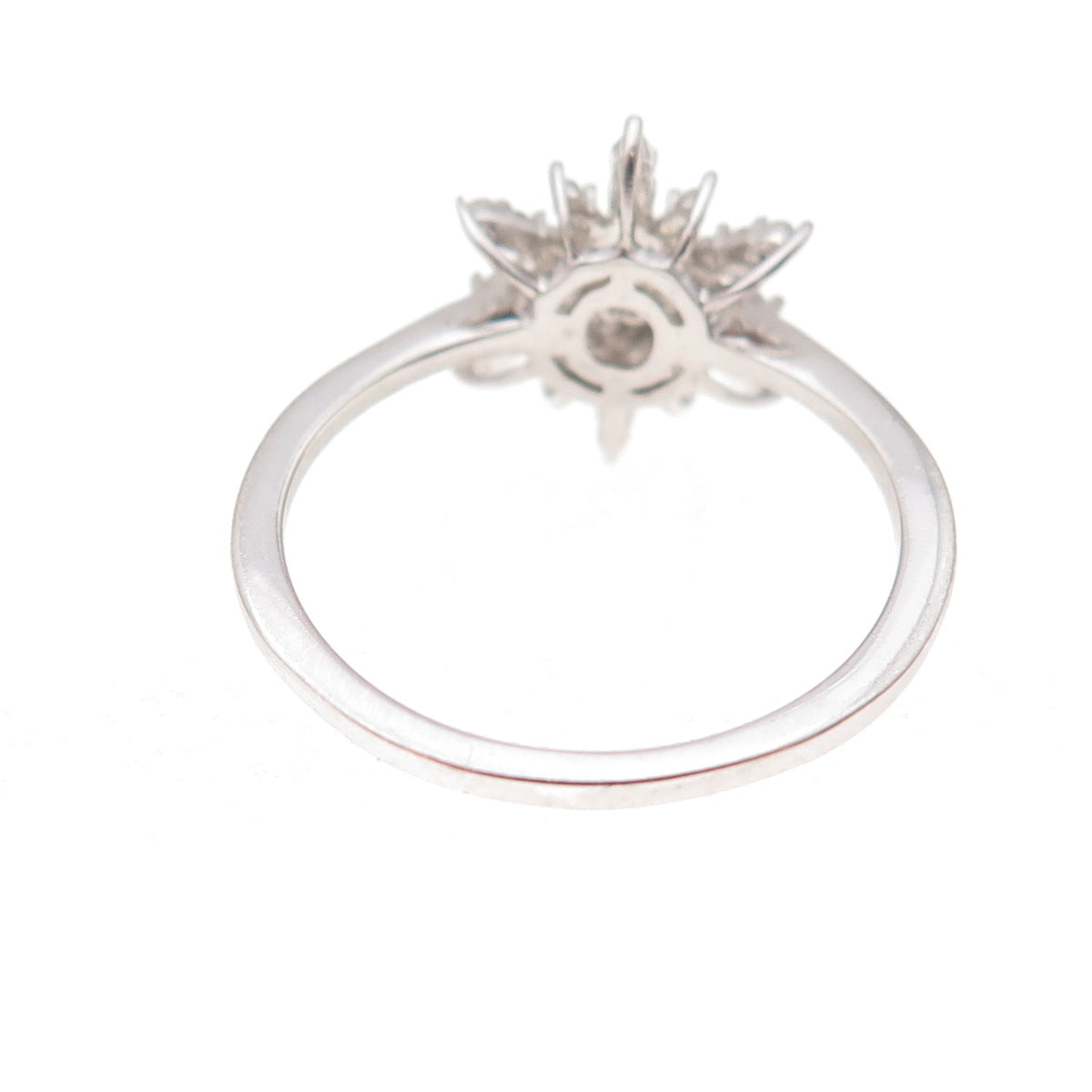 D'Joy 925 Sterling Silver Real Round-Cut Diamond Snowflake Ring Size 7.25