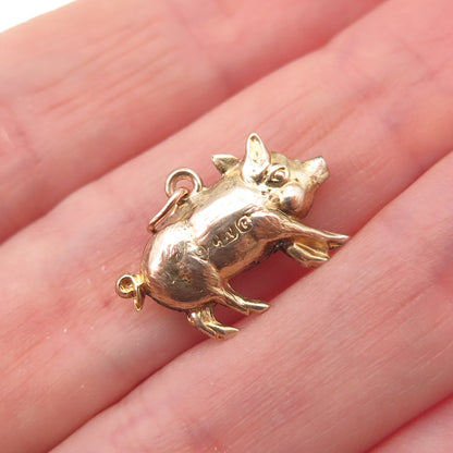 9K Gold Antique Victorian Luck Pig 3D Hollow Charm Pendant