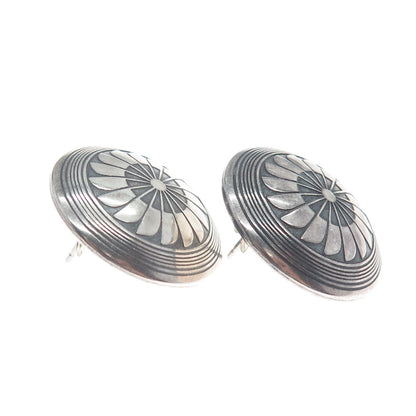 TSM THE SILVER MESA Old Pawn 925 Sterling Silver Vintage Turtle Tribal Earrings