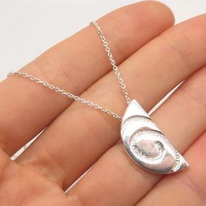 925 Sterling Silver Vintage Italy Abstract Pendant Rolo Chain Necklace 16"