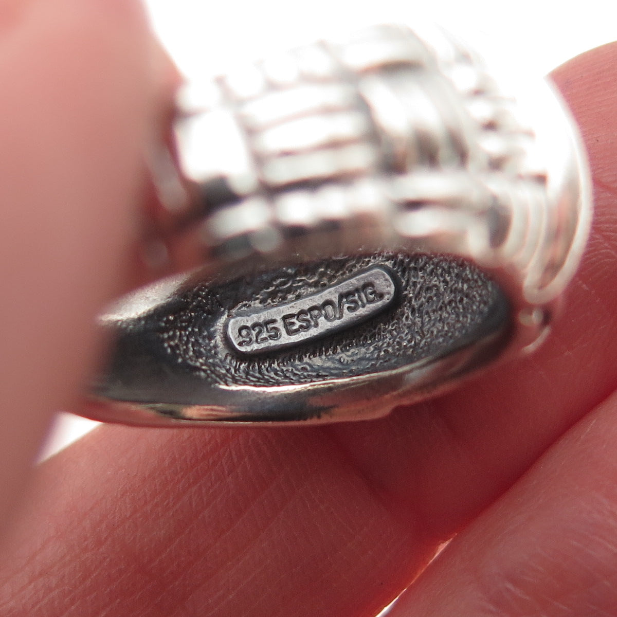 ESPO Joseph Esposito Sterling Silver Vintage Ribbed Dome Oxidized Ring Size 6