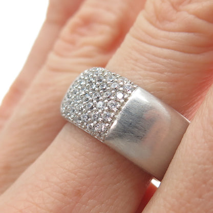 DSMK 925 Sterling Silver Round-Cut C Z Puffy Band Ring Size 7.75