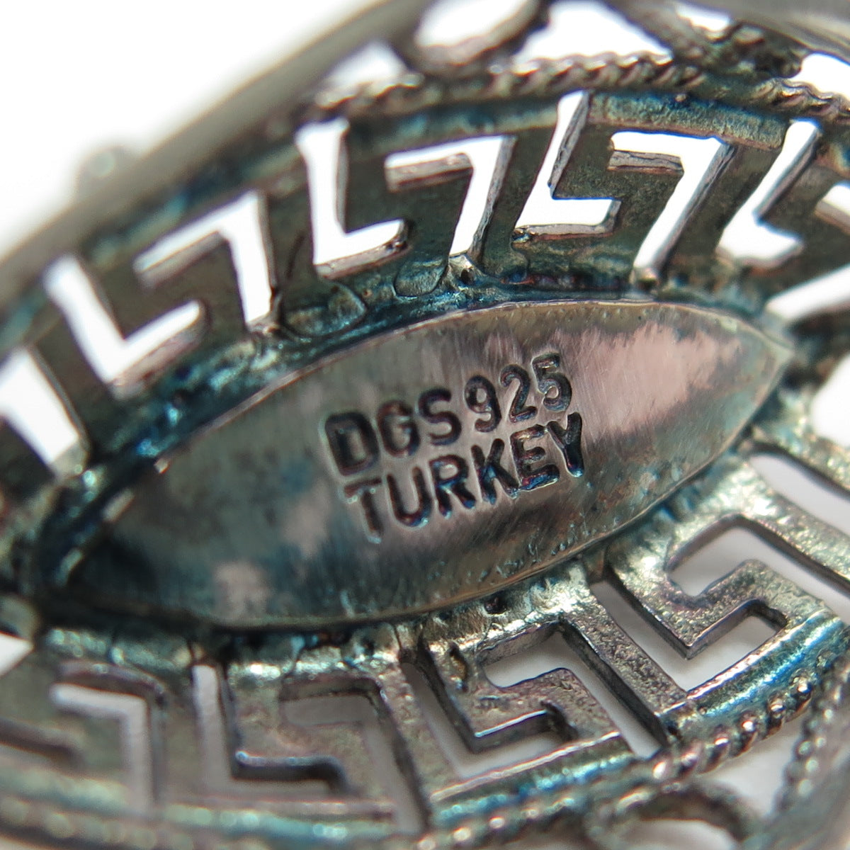 925 Sterling Silver Vintage Turkey Greek Maze Statement Ring Size 6