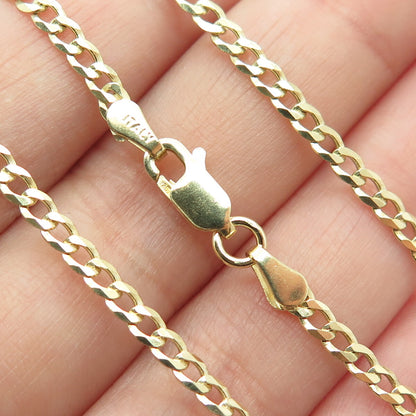 P. LUX 925 Sterling Silver Gold Plated Italy Curb Chain Necklace 16"