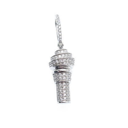 925 Sterling Silver Round-Cut C Z Ice Cream 3D Charm Pendant