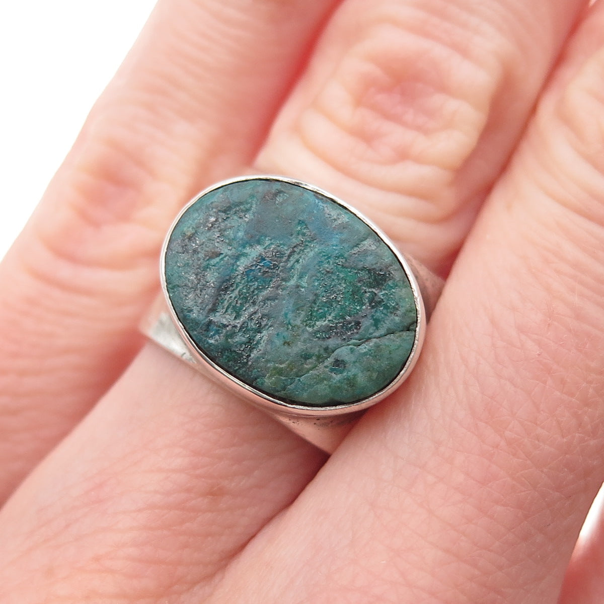 925 Sterling Silver Vintage Real Eilat Modernist Oxidized Ring Size 6