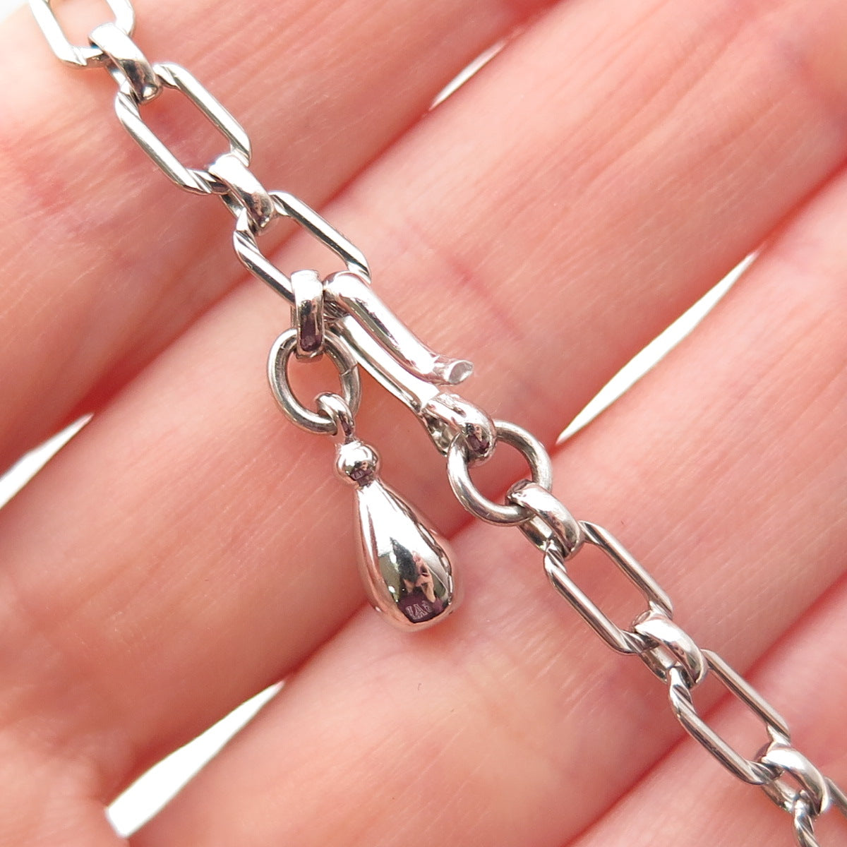 DANECRAFT 925 Sterling Silver Antique Art Deco Seashell Chain Necklace 14-16"