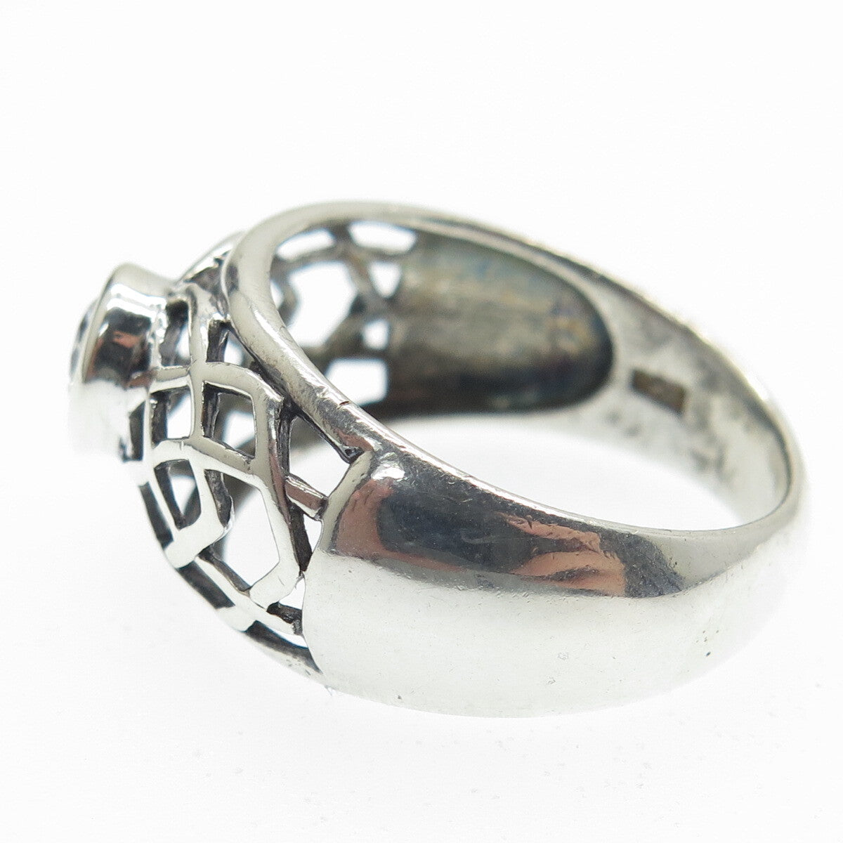 925 Sterling Silver Vintage Round-Cut C Z Woven Ring Size 8.25