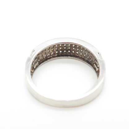 925 Sterling Silver Vintage Pave C Z Ring Size 7