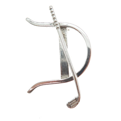 LEONORE DOSKOW 925 Sterling Silver Vintage Golf Club For Good Luck Pin Brooch