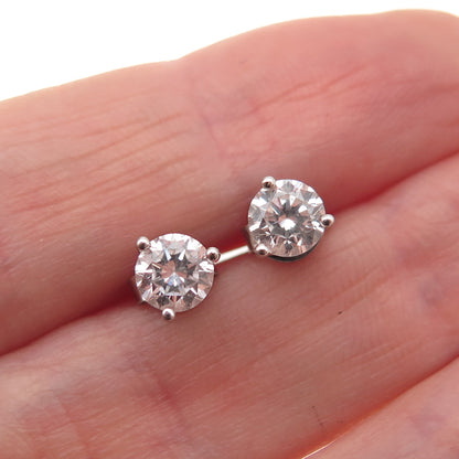 925 Sterling Silver Round-Cut C Z Stud Earrings