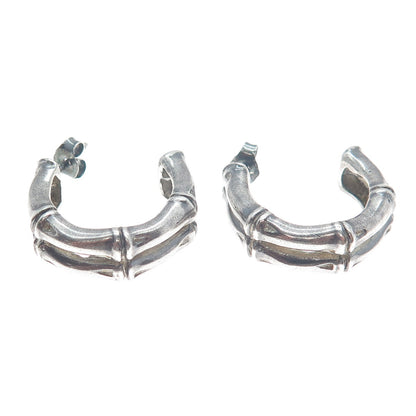 ECCLISSI 925 Sterling Silver Vintage Bamboo Hoop Oxidized Earrings