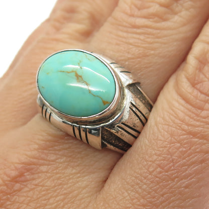 CAROL FELLEY Sterling Silver Vintage '93 Lone Mountain Turquoise Ring Size 10.25