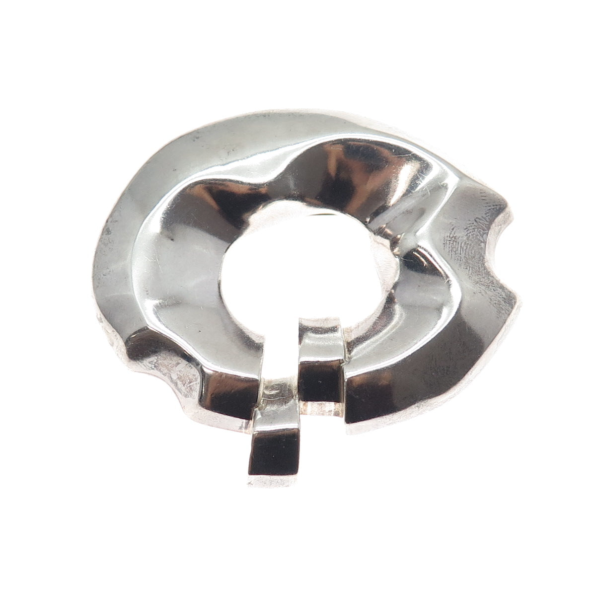 925 Sterling Silver Vintage Modernist Oxidized Large Pin Brooch