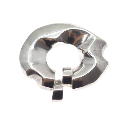 925 Sterling Silver Vintage Modernist Oxidized Large Pin Brooch