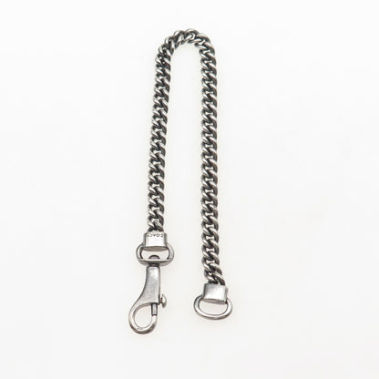COACH 925 Sterling Silver Vintage Cuban Link Oxidized Key Chain 7.5"