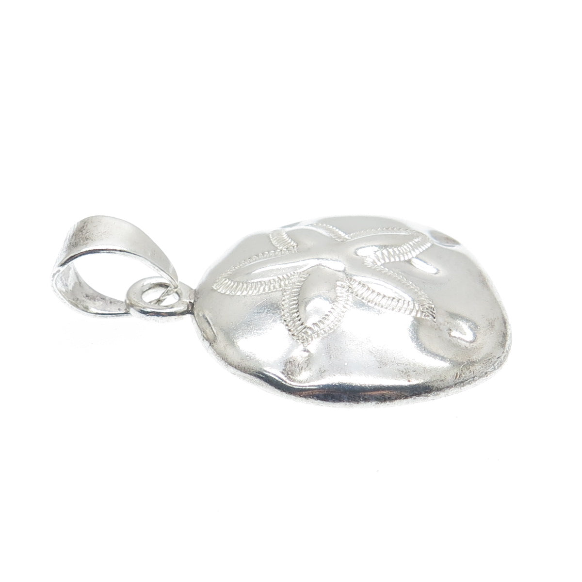 925 Sterling Silver Vintage Sand Dollar Oxidized Charm Pendant