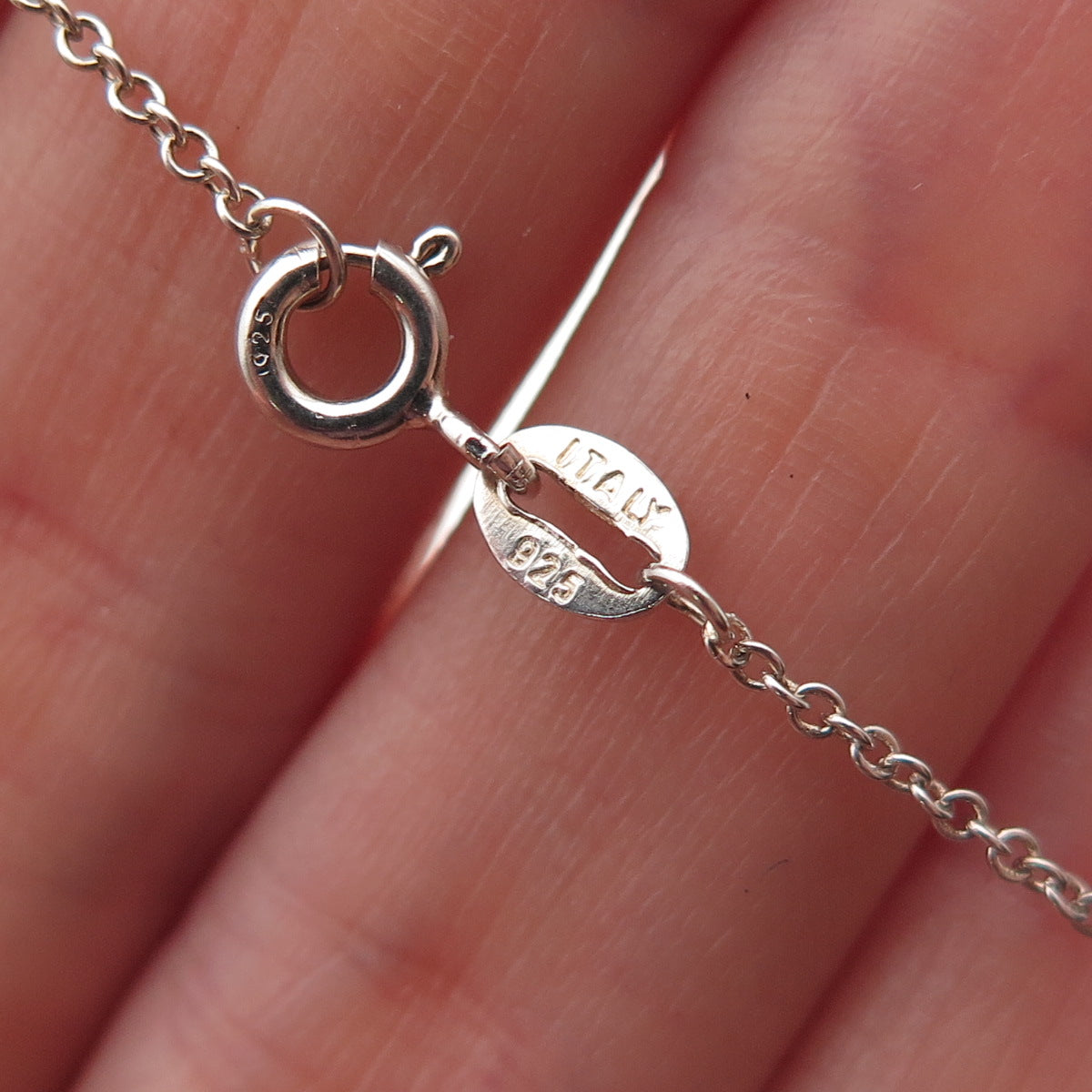 925 Sterling Silver Vintage Oval Tag Cable Chain Necklace 18"