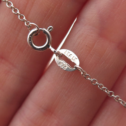 925 Sterling Silver Vintage Oval Tag Cable Chain Necklace 18"