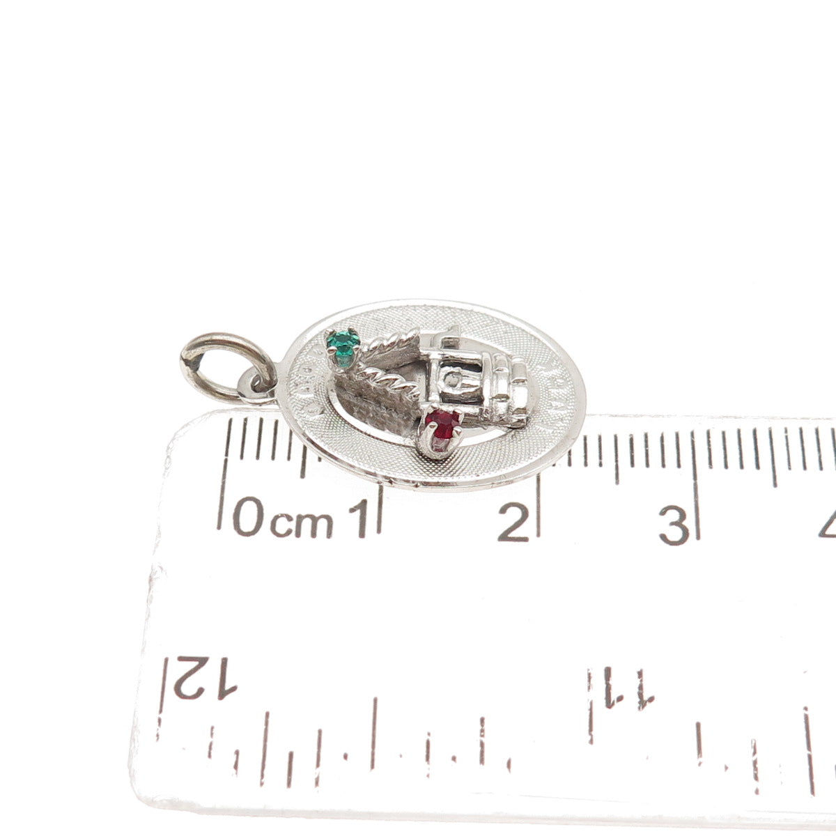 Town & Country Sterling Silver Vintage Rhinestone Good Luck Well Charm Pendant