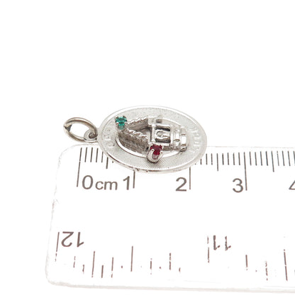 Town & Country Sterling Silver Vintage Rhinestone Good Luck Well Charm Pendant