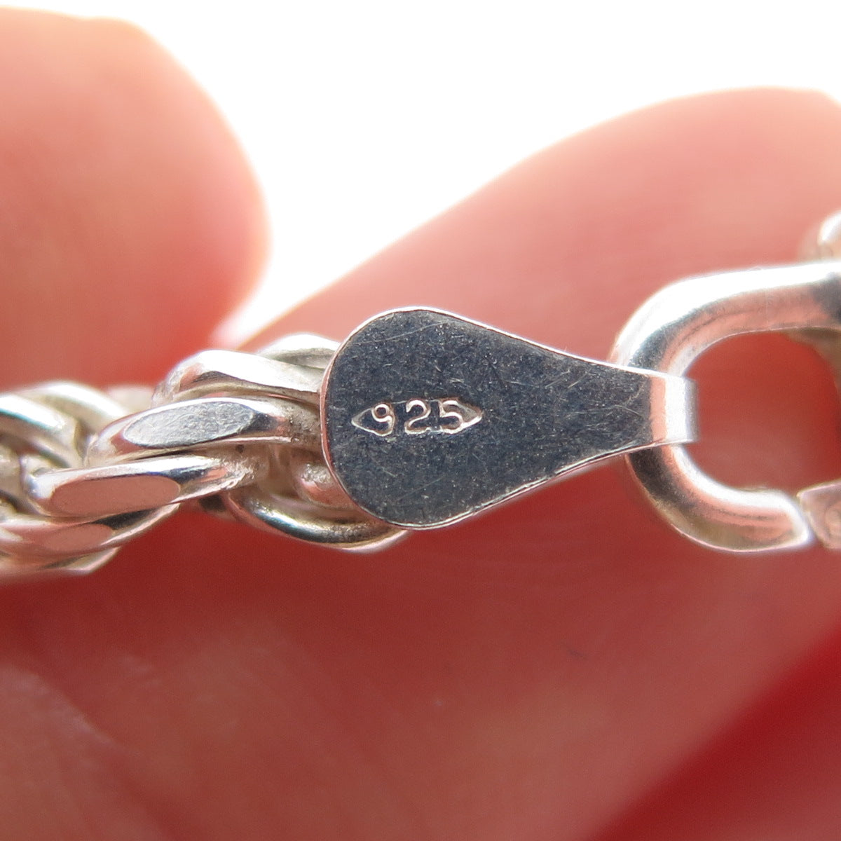 925 Sterling Silver Vintage Italy Twisted Rope Chain Necklace 20"