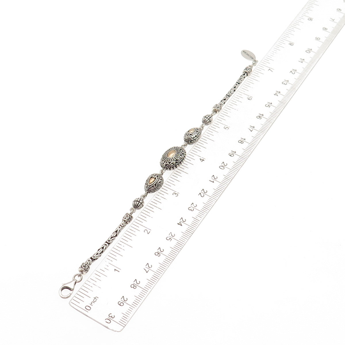 Robert Manse 925 Sterling Silver 18K Gold Vintage Byzantine Link Bracelet 6.5"