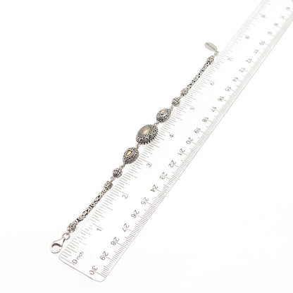 Robert Manse 925 Sterling Silver 18K Gold Vintage Byzantine Link Bracelet 6.5"